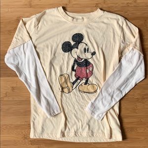 Pastel Yellow Mickey Mouse Long Sleeve Shirt